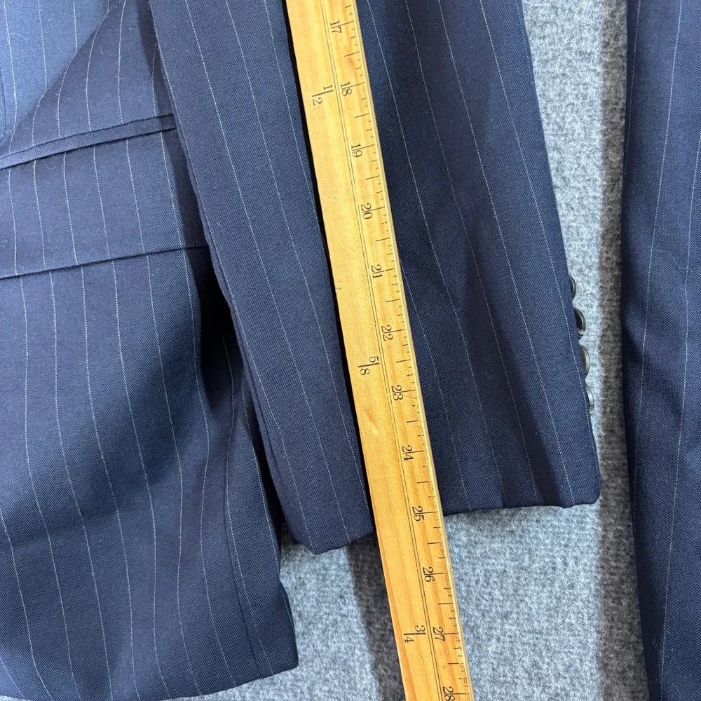 Lauren Ralph Lauren Mens 44R Navy Blue Pinstripe 100% Wool 3-Button Suit 38X30